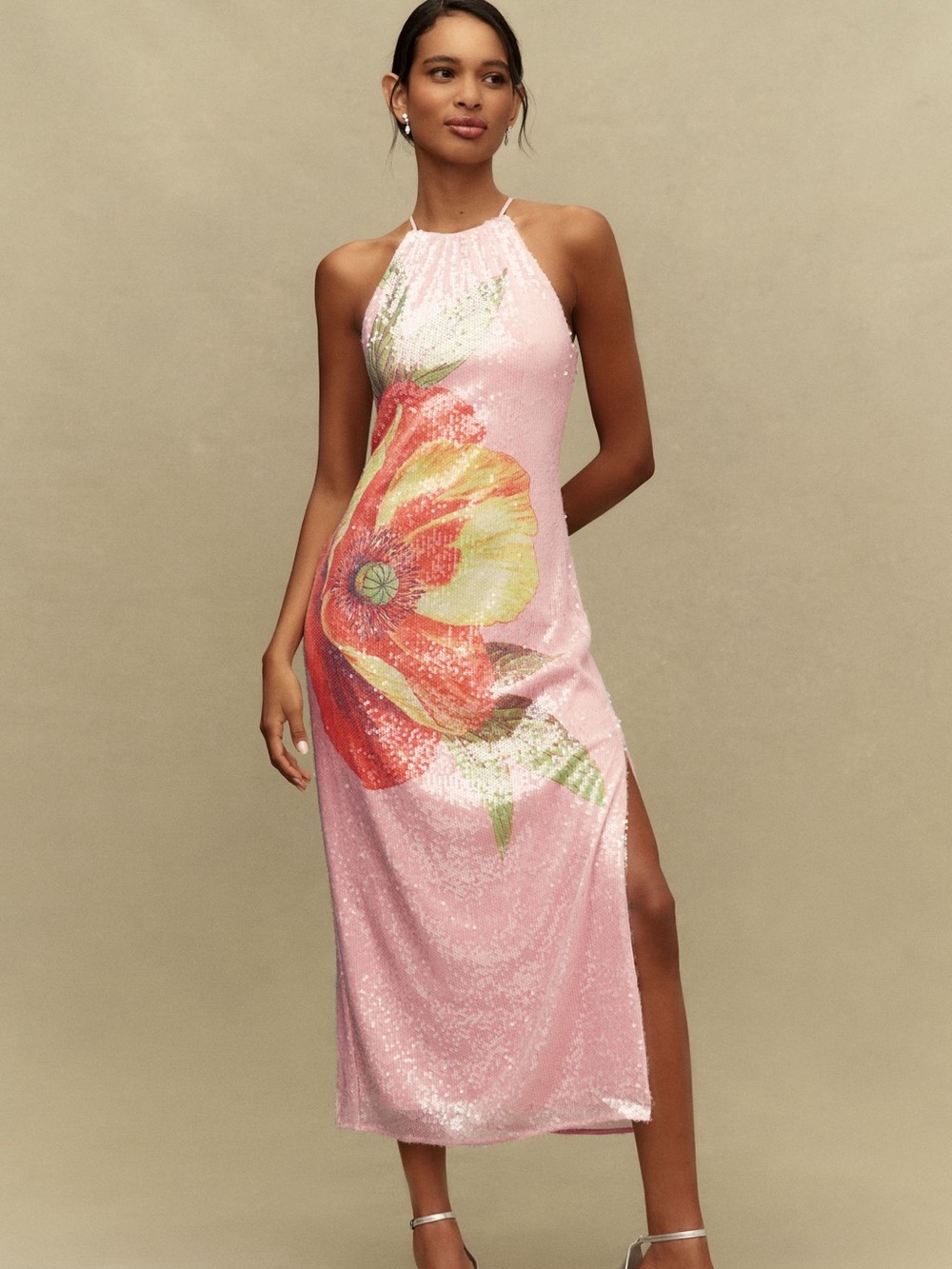 BNWT Anthropologie BHLDN Paulina Halter printed sequin Midi dress